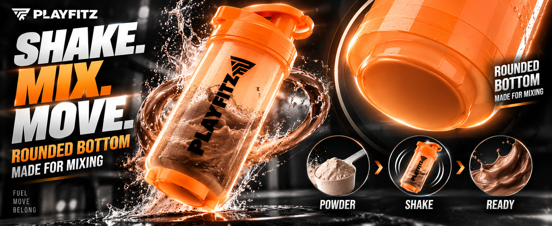 Wave Prime Shaker Bottle for Protein Mixes | 500ml. Pre Workout Shaker Bottles | Unbreakable Gym Protein Shaker Bottle with Rounded Bottom | Classic Loop Hook (Pink)