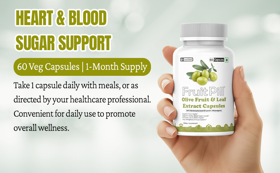 (LeeWell) Olive Fruit Extract & Olive Leaves Leaf Extract | Rich in Oleuropein & Hydroxytyrosol Complex, Immune Support, Heart Health, Blood Sugar Support- 60 Capsules