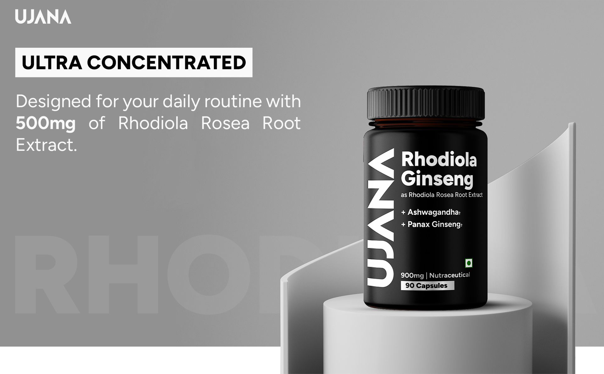 Rhodiola, Ginseng & L-Theanine 900mg | Wellness Support | 90 Veg Capsules