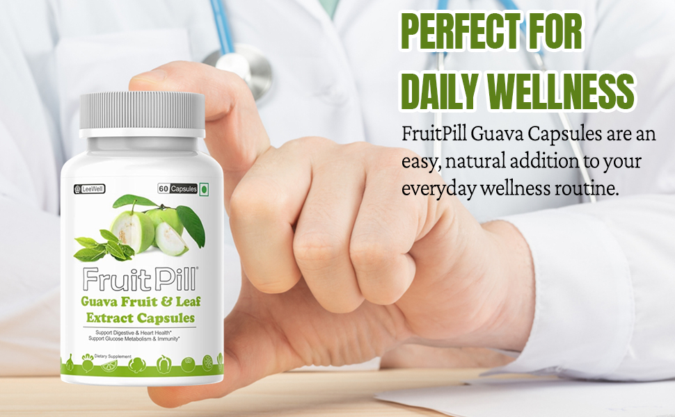 (LeeWell) Guava Fruit Extract and Guava Leaves Extract, Rich in Vitamin C, Fiber, and Antioxidants, Support Detoxification, Anti-inflammatory and Antimicrobial- 60 Capsules