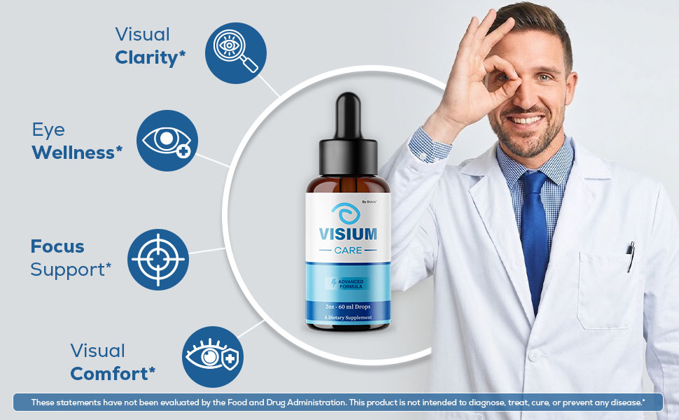 Visium Care Drops - Official VisiumCare Oral Liquid Drops Advanced Premium Formula Maximum Strength, All Natural Ingredients Vitamins for Overall Health & Wellness, 1 Bottle for 1 Month