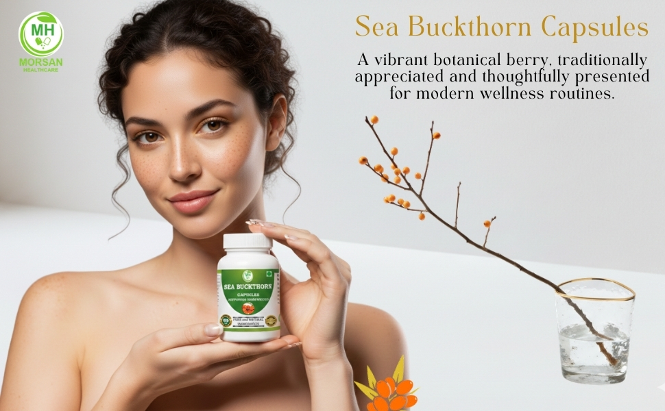 Organic Sea Buckthorn Capsules – Omega-7 & Antioxidants for Skin Hydration, Immunity & Digestive Health – USDA Certified, Vegan, Gluten-Free – 500 mg, 60 Veg Capsules (PACK OF 1)