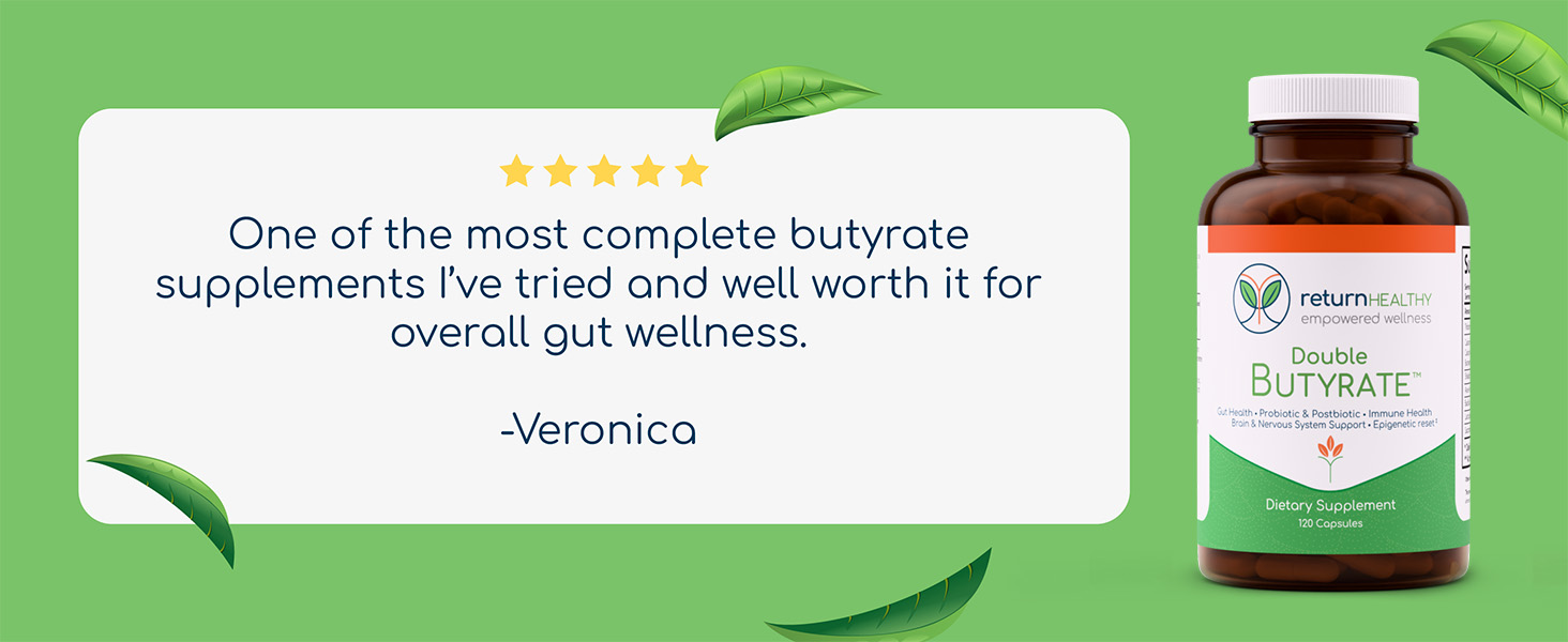 Double Butyrate Gut Health Supplement | Probiotic & Postbiotic Digestive Supplements for Gut Support | Enhances Immune, Brain, & Nervous System Function | Odor-Free Formula | 120 caps