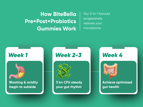 Pre + Post + Probiotics Gummies | Gut Health, Digestion, Bloating & Gas Relief | Vegan | Mixed Fruit Flavour | 30 Gummies