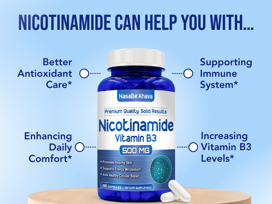 Vitamin B3 Nicotinamide 500mg Capsules | NAD+ Precursor and Longevity with Nicotinamide Form of Vitamin B3 Niacin Flush Free for Aging Skin Energy & Cellular Support | Made in the USA (180 Day Supply)