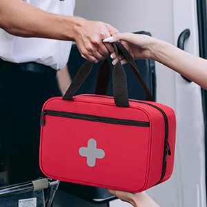 CURMIO First Aid Bag Empty, Emergency Trauma Bag, Medical Supplies, Red