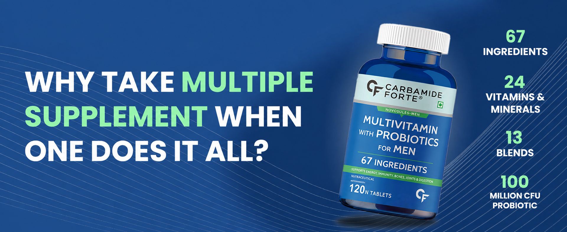 Carbamide Forte Multivitamin Tablet for Men Gym | Multi vitamin Tablet for Men | Multi Vitamin for Mens for Daily Immunity & Energy Support | 120 Tablets