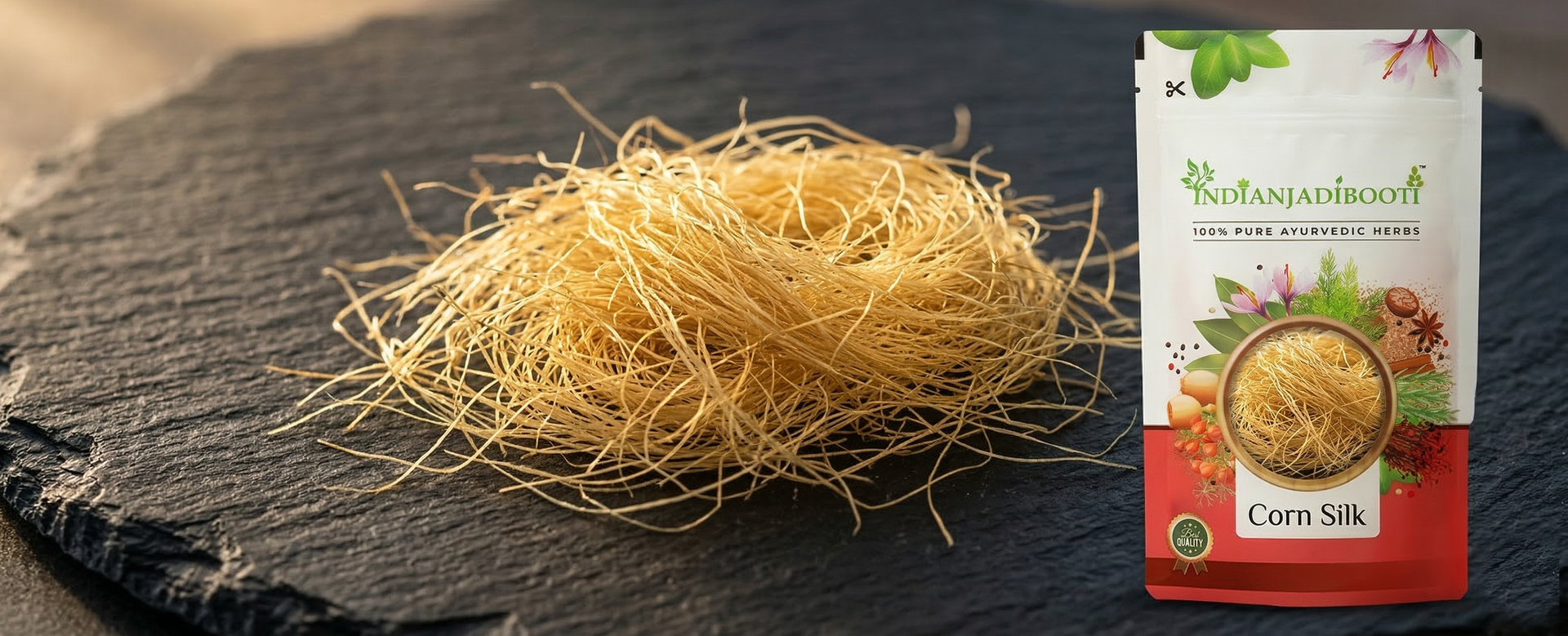 IndianJadiBooti Pure Corn Silk (Zea Mays) | Botanical for Urinary Harmony, Fluid Balance & Cooling Support | Bhuttey Ke Baal - Maize Hair (100 Grams)