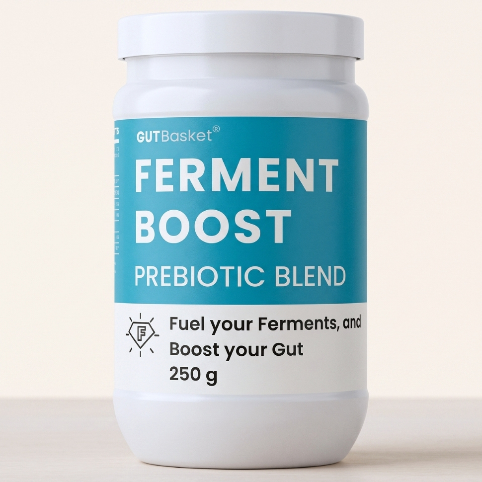 Gutbasket Ferment Boost (250g) - Prebiotic Blend to Enhance Fermentation of Kanji, Vegetable, Kefir | Boosts Probiotics & Improves Flavor | Supports Faster, Healthier Ferments | Vegan, Gluten-Free, Non-GMO