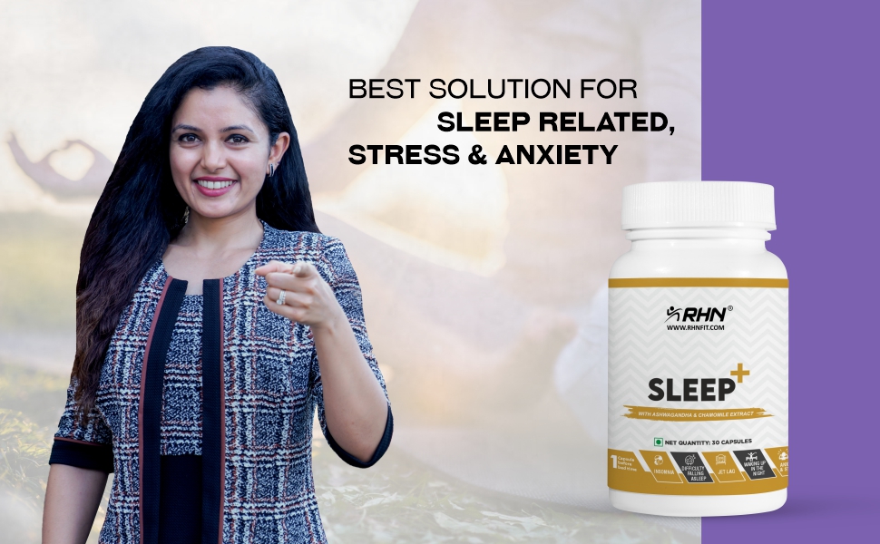 RHN Sleep Plus-30 Capsules, Promotes Restful Sleep, Enriched with Melatonin, L-Theanine & Ashwagandha, Reduces Stress and Anxiety, Natural Sleep Cycle & Jet Lag Recovery