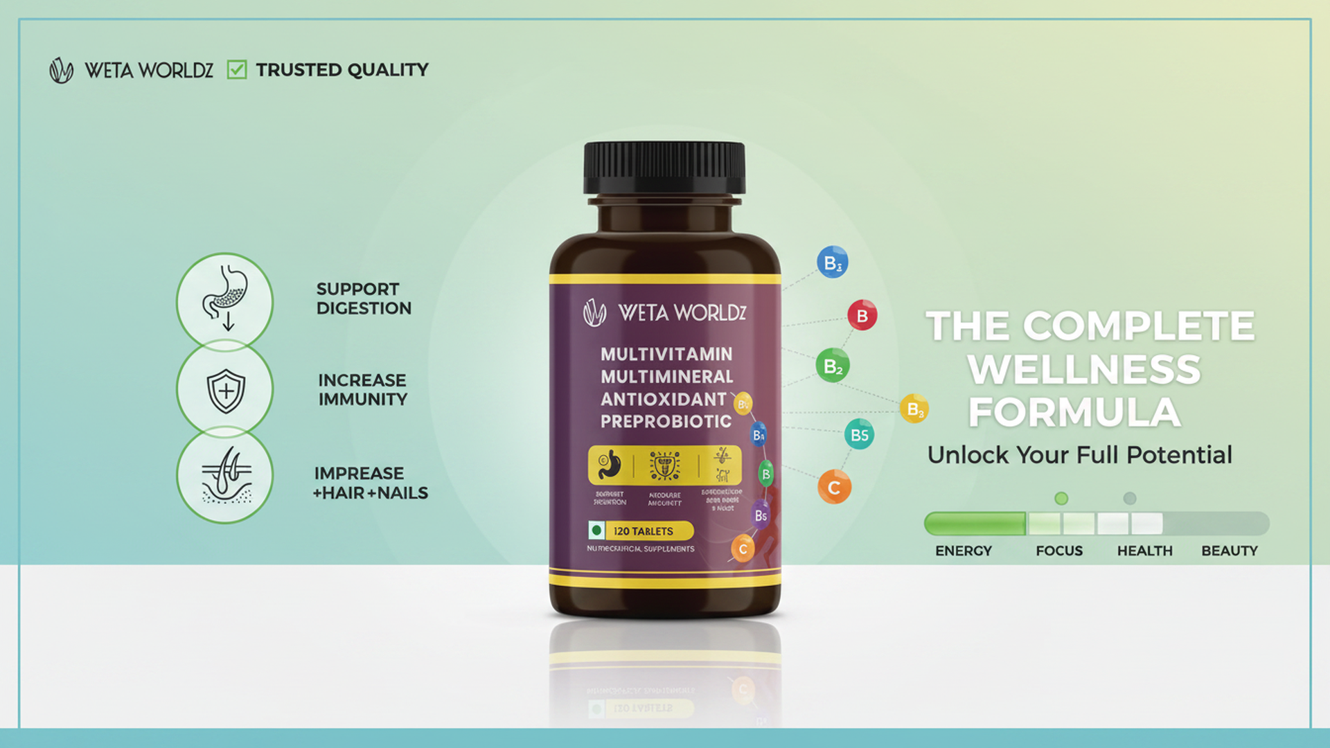 Veg Multivitamin Tablets for Men & Women, 120 Tablet