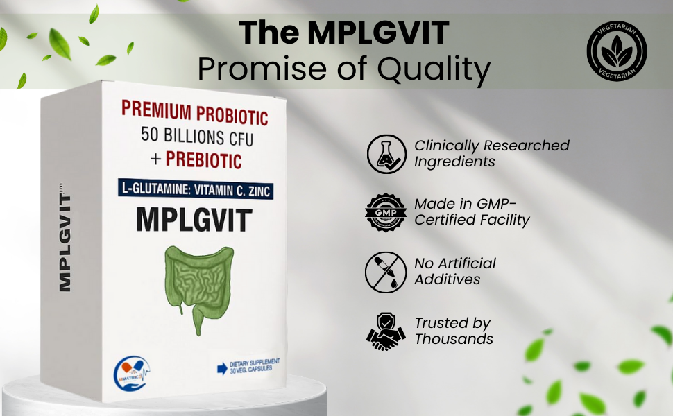 Premium Probiotic 50 Billion CFU | 20 Strains + Prebiotic FOS + L-Glutamine + Vitamin C & Zinc | Supports Digestion & Bowel Movement | Helps Gas, Bloating & Constipation | Individually Sealed ALU-ALU Blister – Maintains Live Bacteria Till Consumption | 30 Veg Capsules
