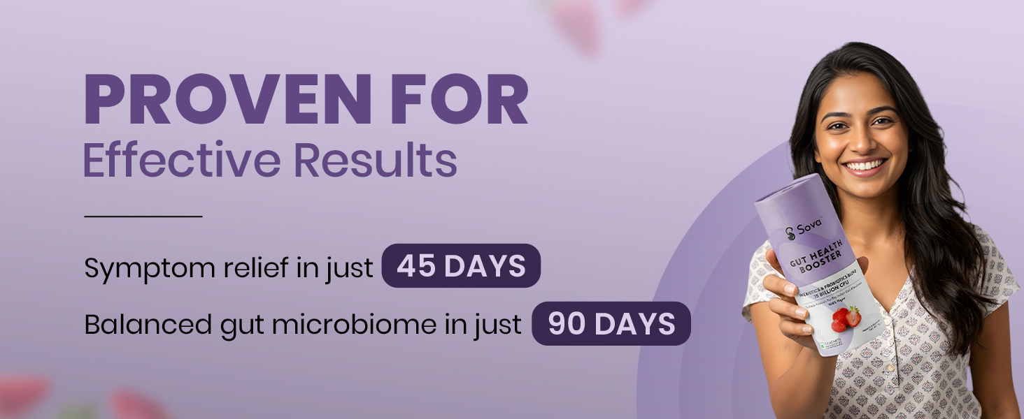 Sova Gut Health Probiotics for Gut Detox Microbiome Balance, Better Immunity, Digestion & Nutrition Absorption | No Added Sugar | 15 Billion CFUs | 15 Vegan Sachets For Men and Women | Gut Set Go