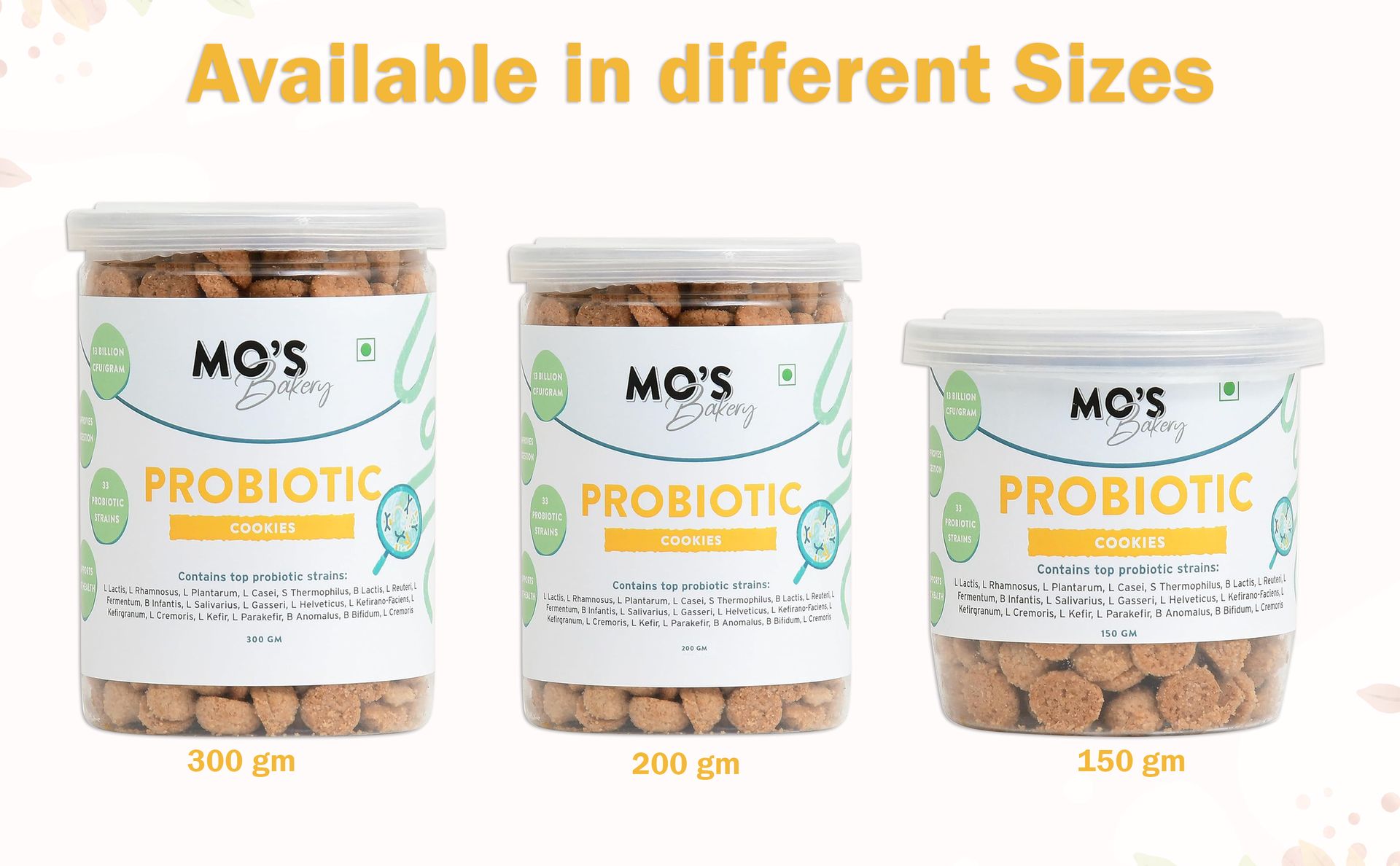Mo's Probiotic Cookies,300 G | Unflavoured Digestive Cookies | Probiotic Supplement With 13 Billion CFU | 33 Probiotic Strains | Improve Digestion & Gut Health | Acidity Relief