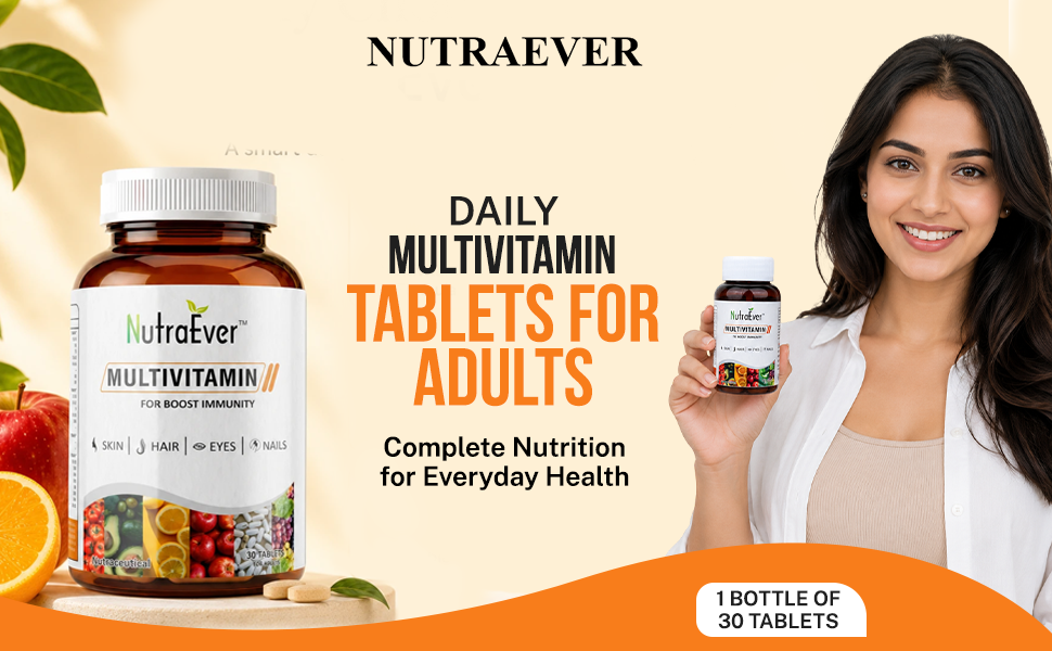 Daily Multivitamin Tablets for Adults | Complete Vitamin & Mineral Formula for Immunity, Energy & Wellness | Supports Skin, Hair, Eyes & Nail Health | 30 Tablets Pack of-1