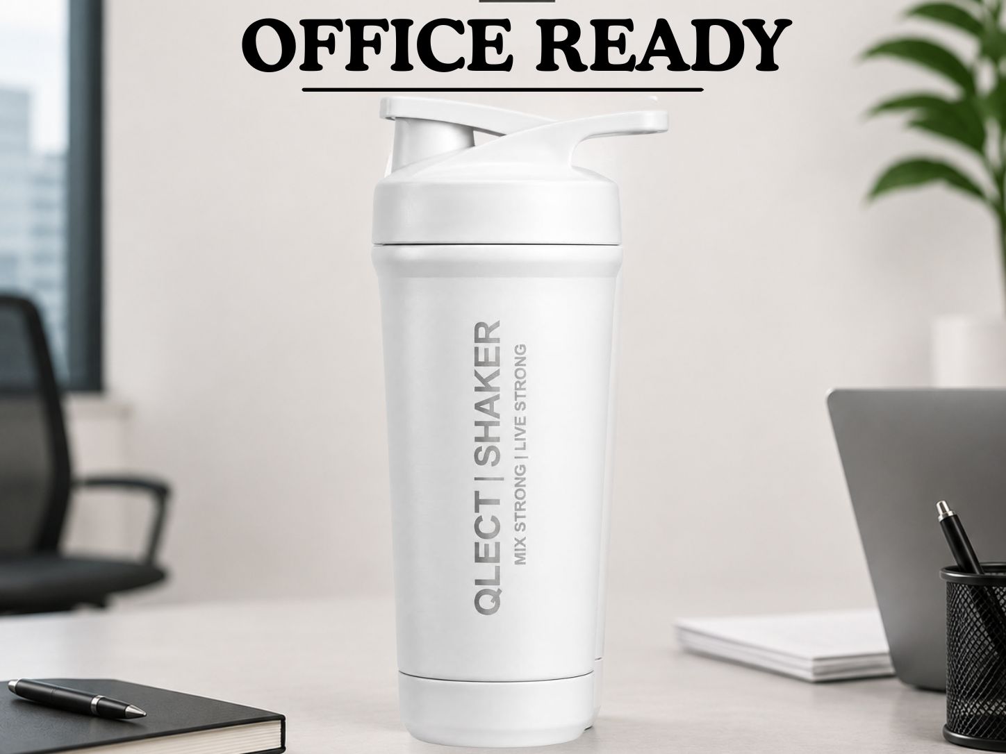 QLECT Stainless Steel Grade 304 Protein Shaker Bottle for Gym | Mixer Agitator | Leak Proof | 2 way Opening & Clenaing | 2 Openings Wide Mouth & Flip Lid | Food Grade Bpa Free | Odor Resistant (700ml)