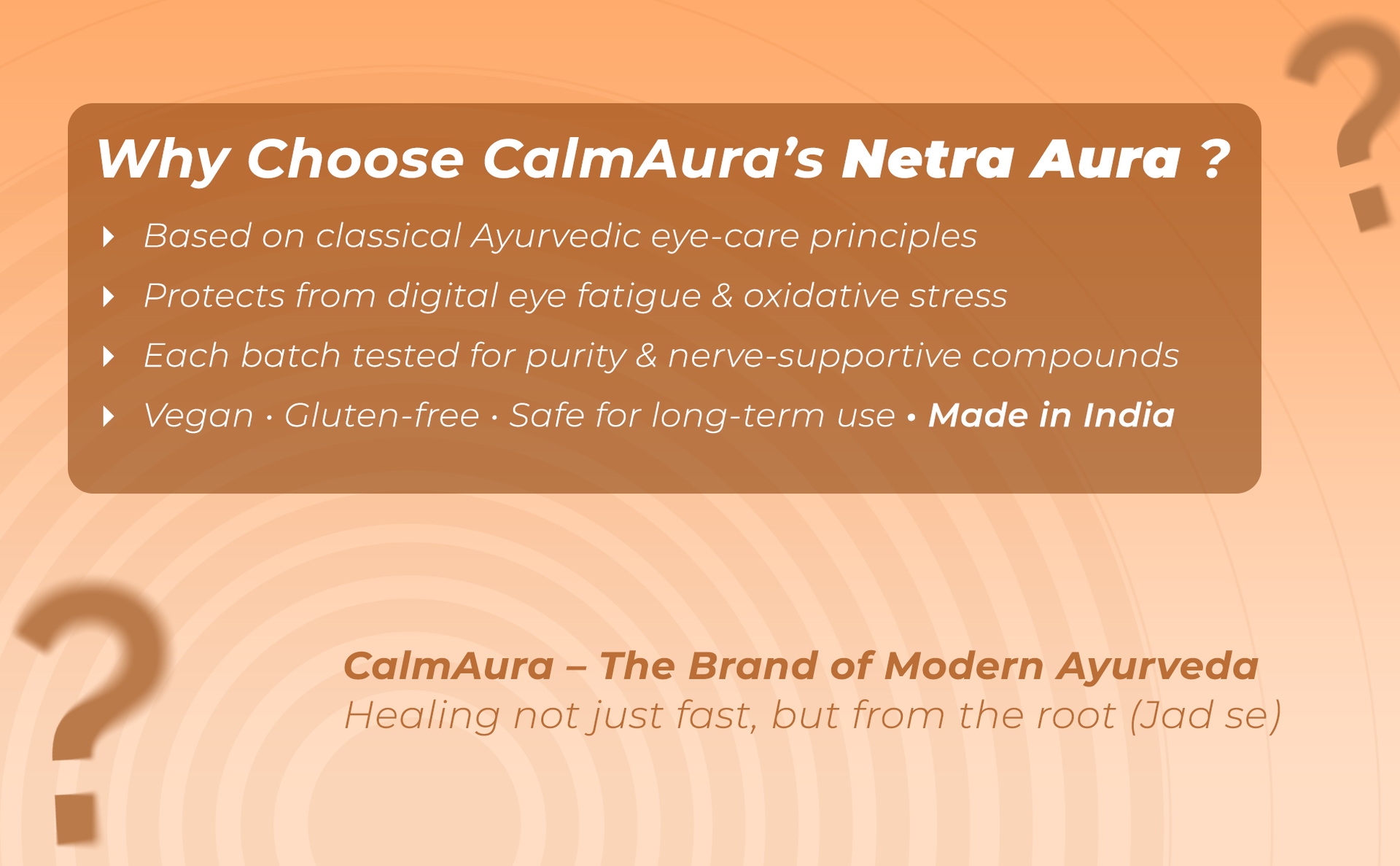 CalmAura NetraAura Ayurvedic Vision Wellness Powder 100g | Herbal Eye Care for Screen Fatigue Relief & Eye Strength with Jivanti Triphala Mulethi Giloy | Vegan