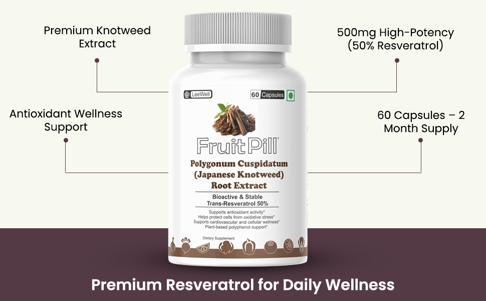 (LeeWell) Japanese Knotweed Root Extract 500mg | Trans Resveratrol (biologically active form) | Polygonum Cuspidatum, | cardioprotective, neuroprotective, Metabolic Health, inflammation, Cellular function - 60 Capsules