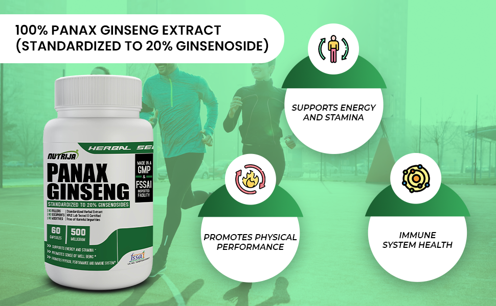 NutriJa Panax Ginseng Extract 500mg - 60 Capsules