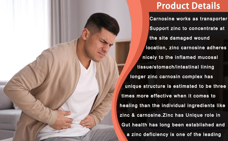 Zincasin (LeeWell) Chewable Zinc Carnosine | Leaky gut repair supplement | Strengthen Digestive system, stomach immunity, Taste buds function, Neurotransmitter Support | Healthy IBS, IBD, Gastric Ulcer Support - 60 sugar-free