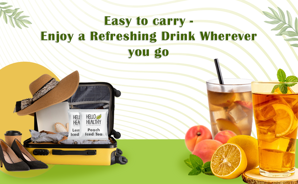 HELLO HEALTHY Instant Lemon Iced Tea Powder – Refreshing Gut-Friendly Drink Mix |10 Servings Natural Lemon Flavor | Easy to Prepare Summer Beverage