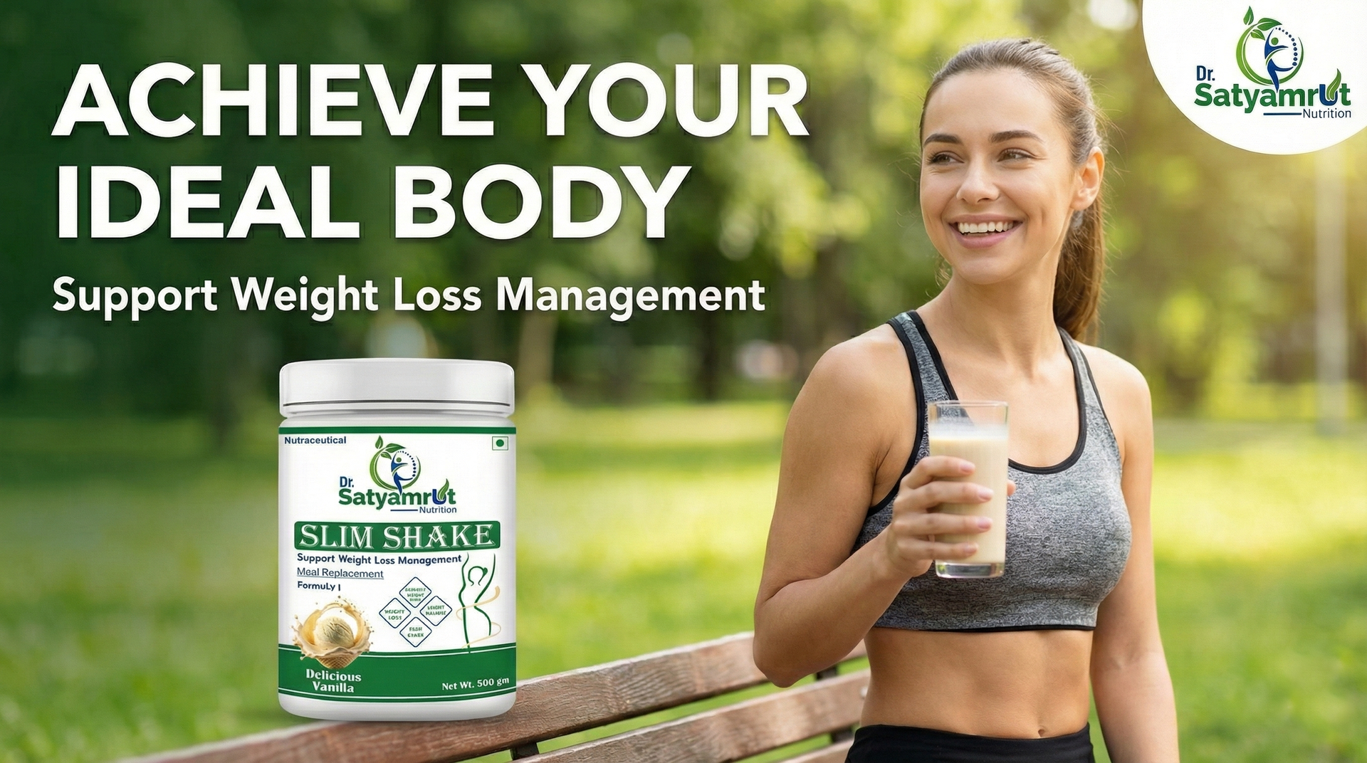 DR SATYAMRUT NUTRITION Slim Shake Formula-1 With Weight Loss & Fitness Support For Meal Replacement | Low Calorie | | No Added Sugar | High Protein | Body Detoxify - Delicious – (500gm) (VANILLA)