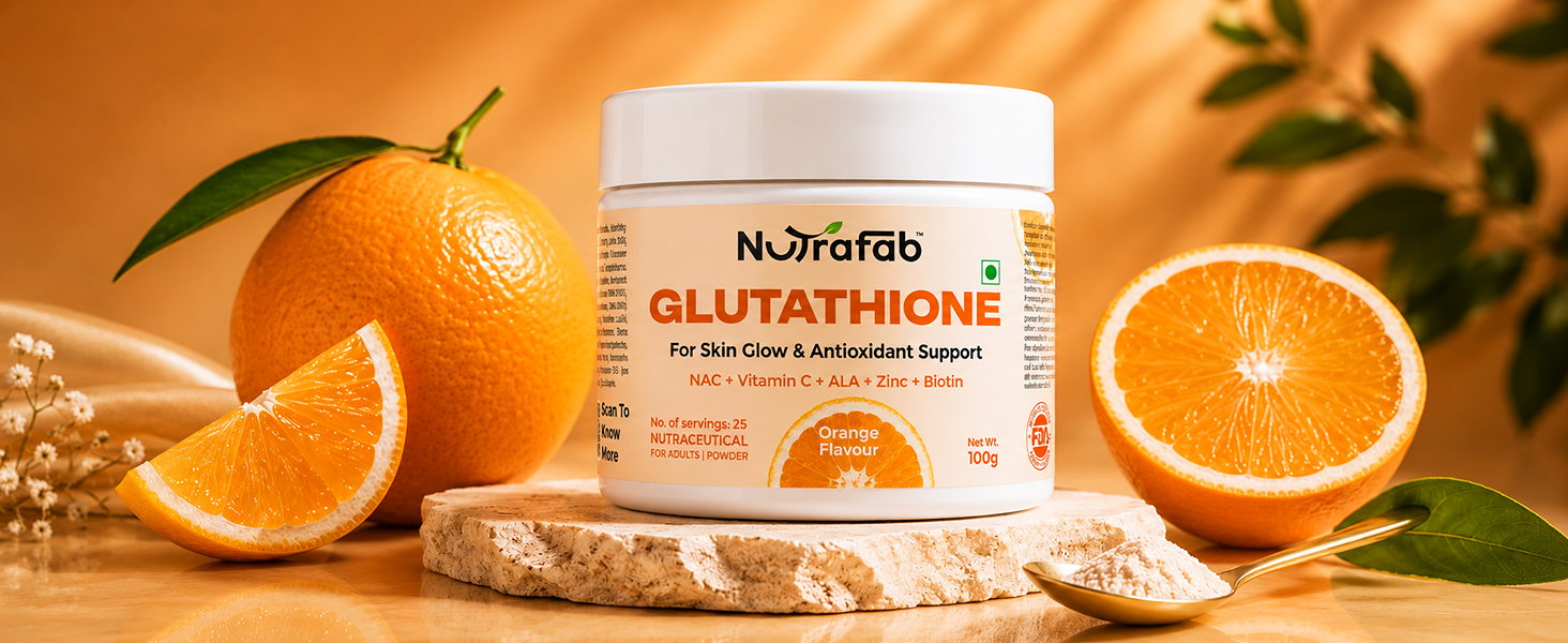 Glutathione Supplements Powder | High Absorption for Skin Glow, Anti-Aging, Even Skin Tone & Antioxidant Support | glutathione Powder with Vitamin C, ALA, Zinc & Biotin | Orange | 100g