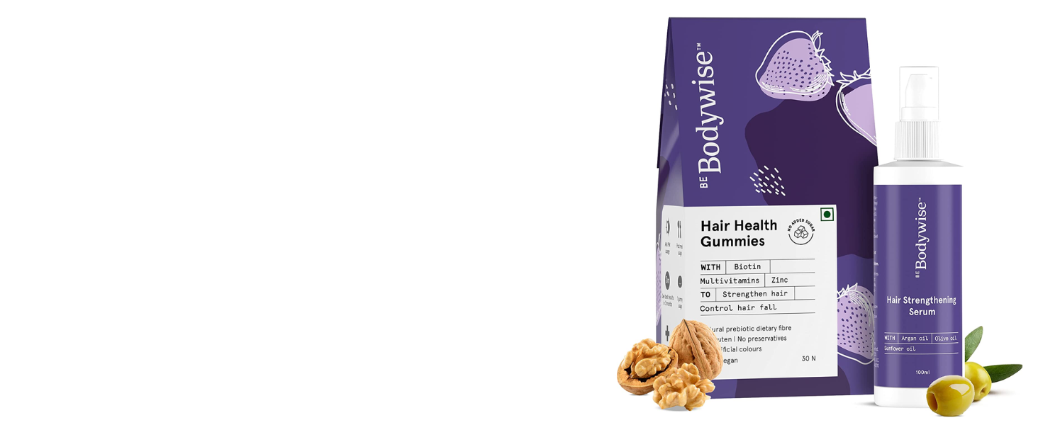 Be Bodywise Biotin Hair Gummies For Stronger, Shinier Hair & Nails | 90 Day Pack | High Potency Biotin, Zinc, Folic Acid, Fibre & Multivitamin | Strawberry Flavour | No Added Sugar, Gut Friendly