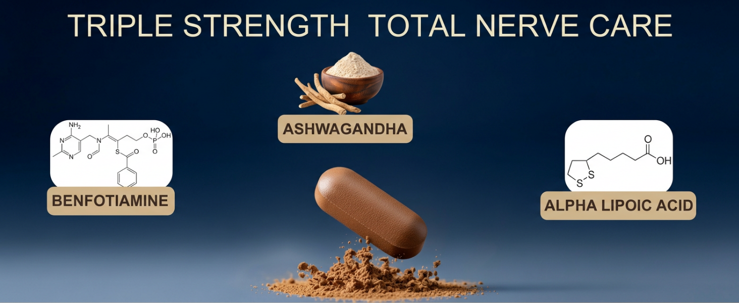 Simply Earth Benfotiamine+ 600mg with Ashwagandha & Alpha Lipoic Acid - Helps Maintain Blood Sugar Levels Supplement - Promotes Nerve Health & Metabolic Function - High Potency B1 Vitamin Supplement - 60 Tablets