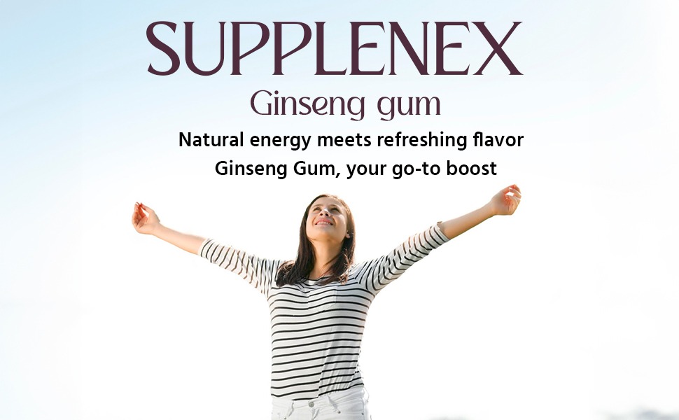 Ginseng Chewing Gum with Panax Korean Ginseng Extract for Energy, Vitality & Strength | Sugar Free | 30 Gums