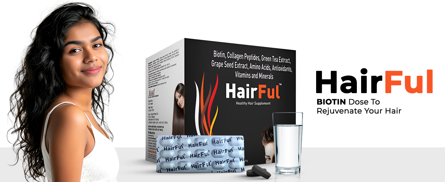 HairFul Biotin Supplement Tablet | for Help Hair Growth, Strong Hair and Glowing Skin | Hair Fall Control | Fights Nail Brittleness for Women and Men, Multivitamin Tablet(Pack of 2)30 Biotin Tablets