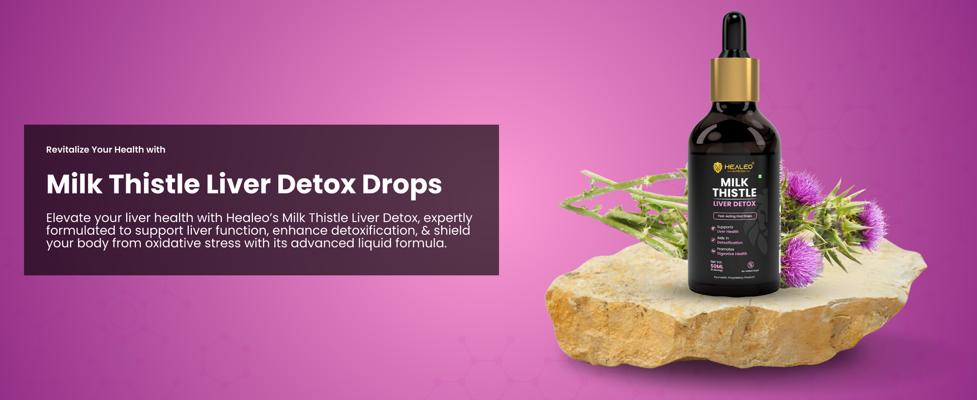 Healeo Milk Thistle Liver Detox Drops, 50ml | Supports Liver Health, Aids Detoxification & Digestion | Milk Thistle Extract 400mg | Liquid Form