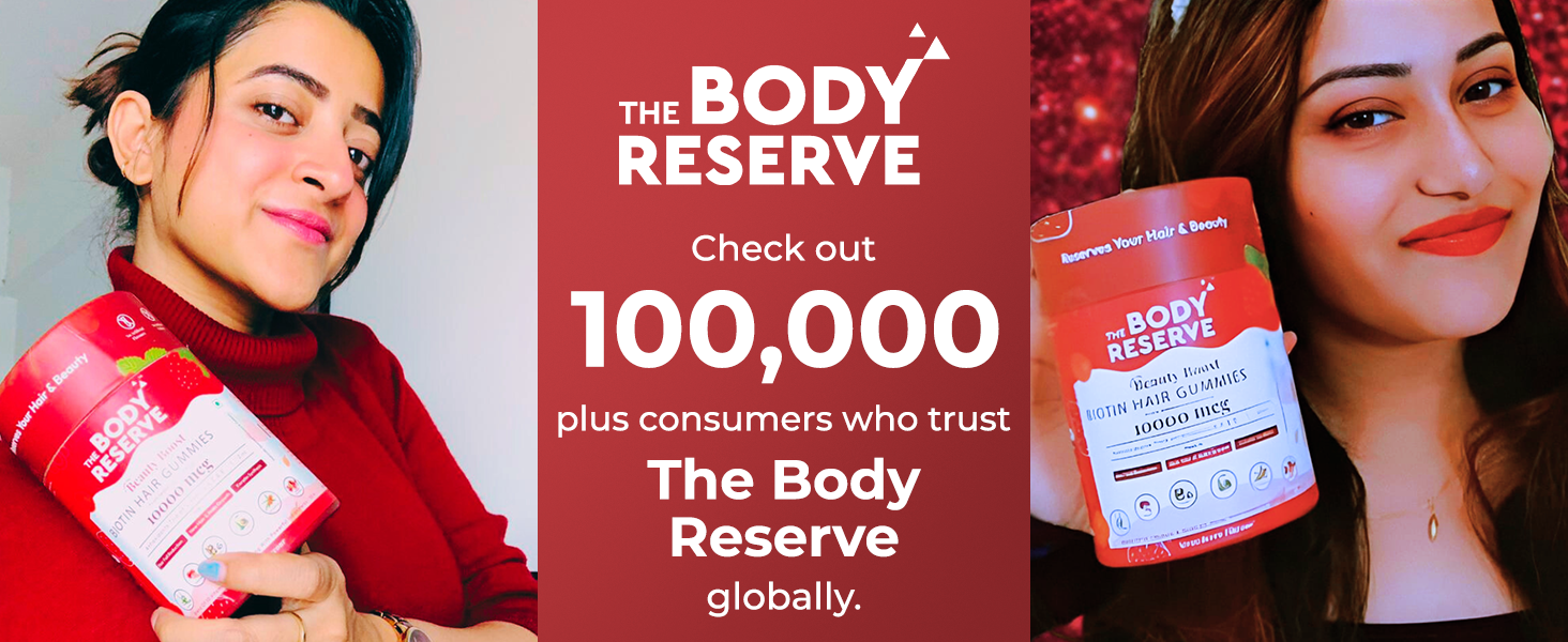 The Body Reserve Plant-Based Biotin Tablets - 60 Veg Tablets, Biotin from Sesbania Extract with Amla & Grapeseed - Supports Hair, Skin, and Nails - For Men & Women