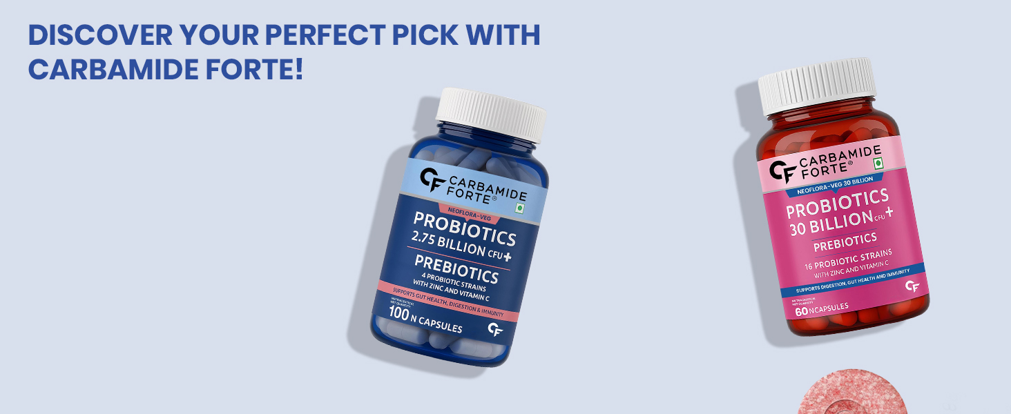 Carbamide Forte Probiotics Supplement 50 Billion CFU for Women & Men | Probiotics for Gut Health | Support Digestion & Immunity - 20 Effervescent Tablets | Gut Health Supplements (Pack of 3)