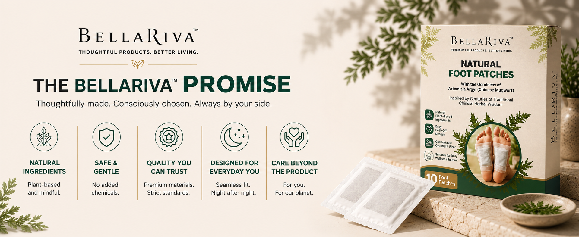 Detox Foot Pads with powerful Artemisia Argyi Extract | Natural & Herbal | Foot Patch for Detoxification, Pain Relief, Stress Relief | Overnight Full Body Patches | For Men & Women (10 Pads)