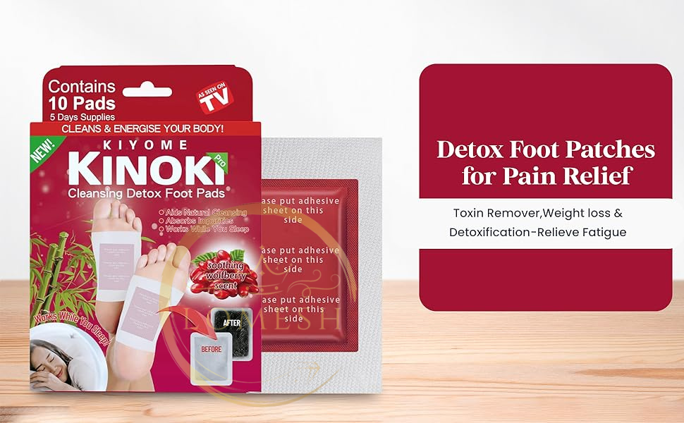 Detox Foot Patches, 10 Pads Deep Cleansing Foot Pads for Toxin Remover, Weight Loss, Pain Relief, Better Sleep, Blood Circulation & Detoxification, Natural Ingredients Wolfberry Kinoki Patch