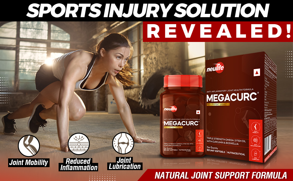 Neulife MEGACURC® Nano-Curcumin + Triple Strength Fish Oil with 10X Boswellia Power - Advanced Joint Support - High Absorption Formula - 60 Softgels - Omega 3, Anti-Inflammatory Supplement