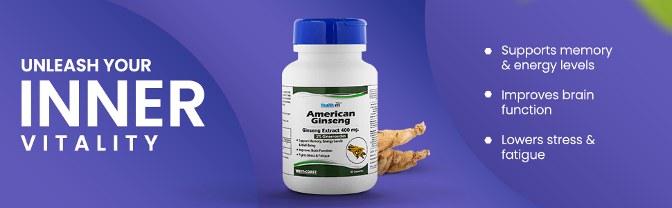 Healthvit American Ginseng Extract 400 mg - 60 Capsules