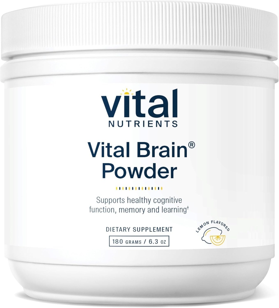 Vital Nutrients Vital Brain Powder | Phosphatidylserine, Acetyl-L-Carnitine Brain Supplement | Nootropic | Healthy Cognitive Function, Memory, Learning* | Gluten, Dairy, Soy Free | Lemon | 150g 2