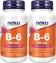 NOW Supplements, Vitamin B-6 (Pyridoxine HCl) 100 mg, Cardiovascular Health*, 100 Veg Capsules (Pack of 2) 2