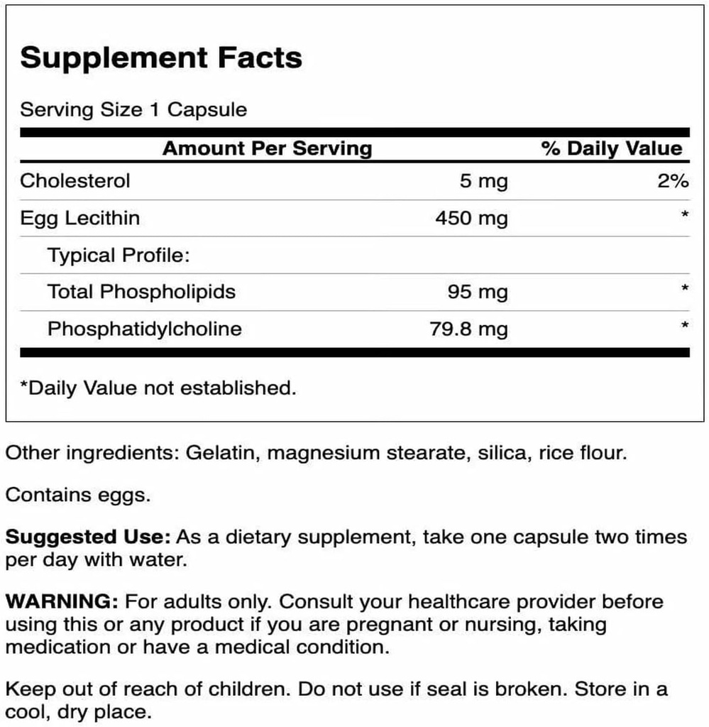 Swanson Egg Yolk Lecithin - Cardiovascular & Cognitive Health Support - Soy-Free Supplement May Support Brain Health - (60 Capsules) (2 Pack) 3