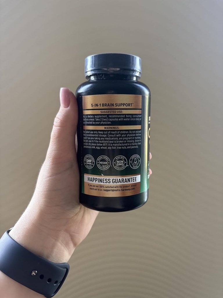 NUTRAHARMONY Choline Supplement - Choline Bitartrate 100% Daily Value - 5-in-1 Complex with Folate, Vitamins D3, B6 & B12 - Vegan, Non-GMO - 120 Capsules 3