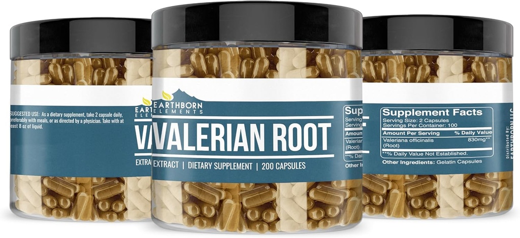Earthborn Elements Valerian Root 200 Capsules, Pure & Undiluted, No Additives 5
