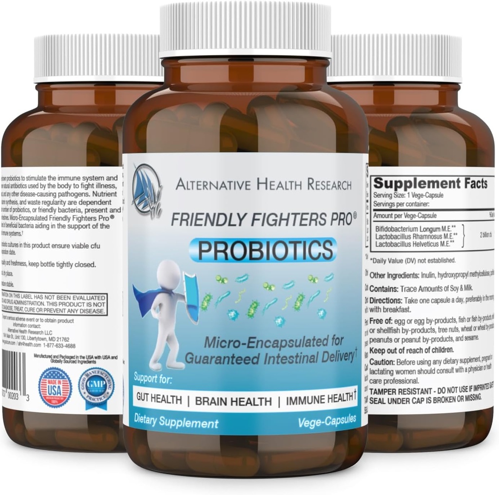 Friendly Fighters Pro® Probiotic | Digestive & Immune Health* | Healthy Inflammation* & Allergy Relief* | Micro-Encapsulated for Guaranteed Delivery | 1 Month Supply | 2 billion CFU for Safe Daily Use 4
