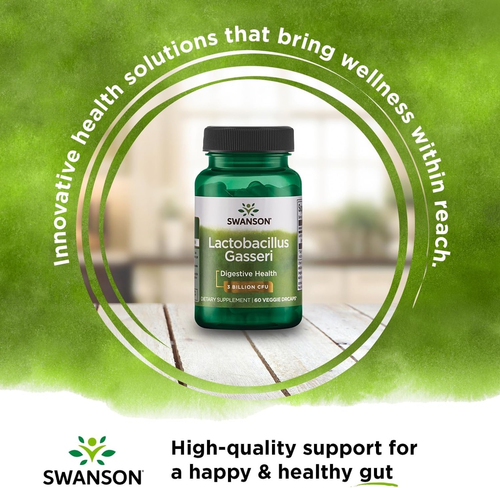 Swanson Lactobacillus Gasseri - Probiotic Supplement Supporting Digestive Health with 3 Billion CFU - Design-Release Satiety & Fat Metabolism Support - (60 Veggie Capsules) 4 Bottles 3