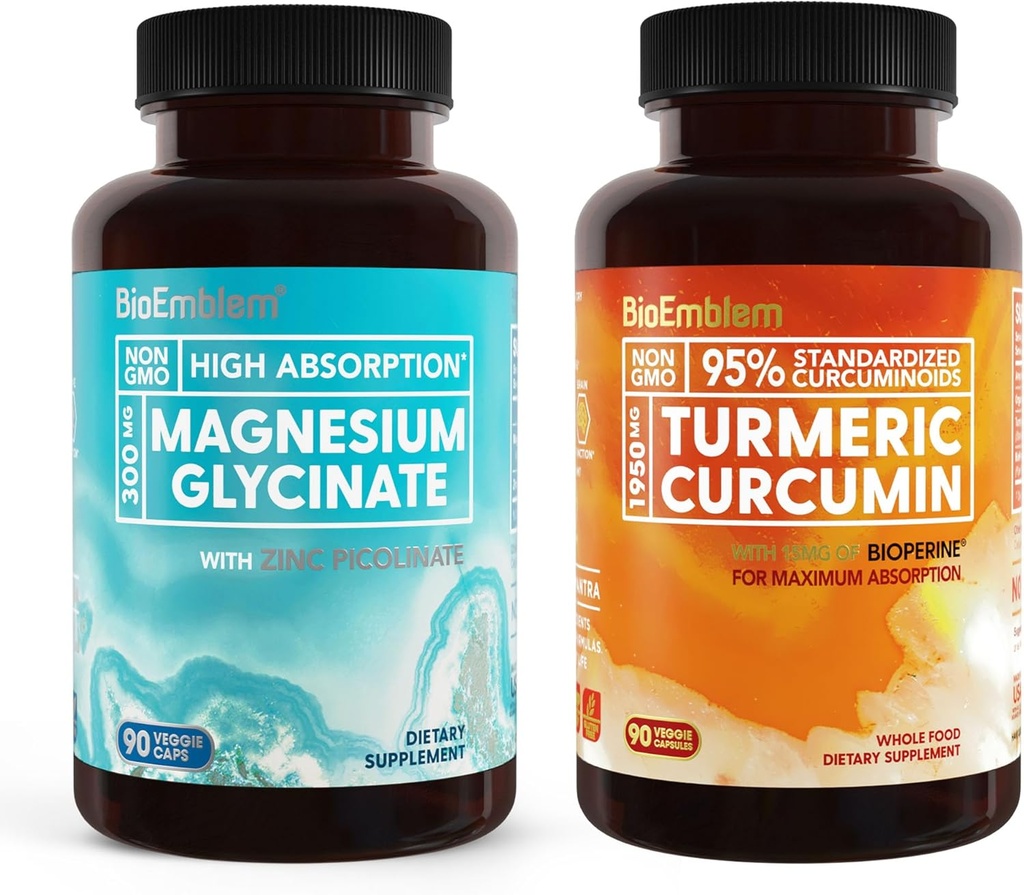 BioEmblem Magnesium Glycinate with Zinc and Turmeric Curcumin 2
