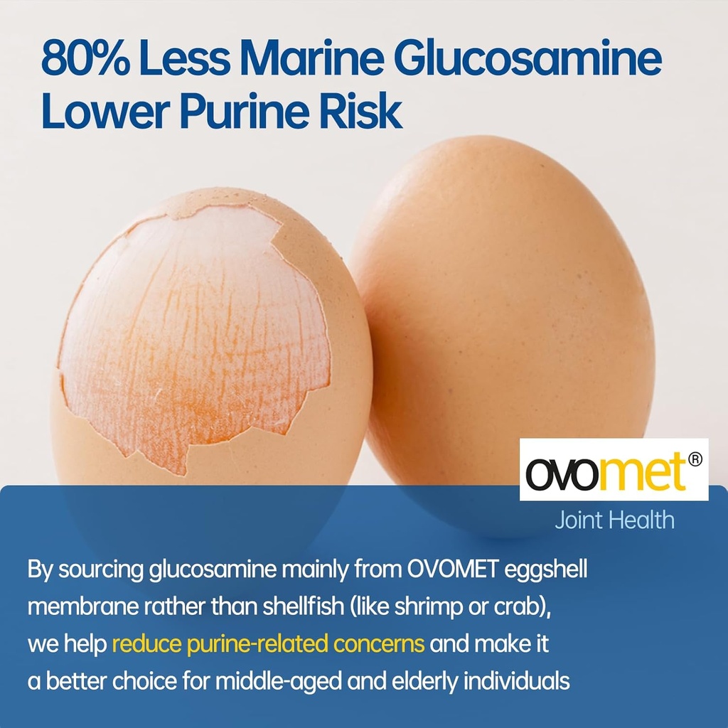 OVOMET Eggshell Membrane Low-Purine Glucosamine Chondroitin Sulfate MSM Boswellia Joint Supplement - Supports Mobility Comfort Strength Flexibility & Bone - Made in Germany - 60 Days Supply 4