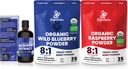Jungle Powders Wild Bilberry Extract Organic Blueberry Powder USDA Organic Raspberry Powder Bundle Blueberries Raspberries Powdered Whole Berry for Baking Bilberry Supplement for Eyes 2