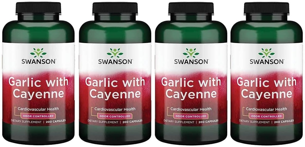 Swanson Garlic with Cayenne 200 Capsules (4 Pack) 2
