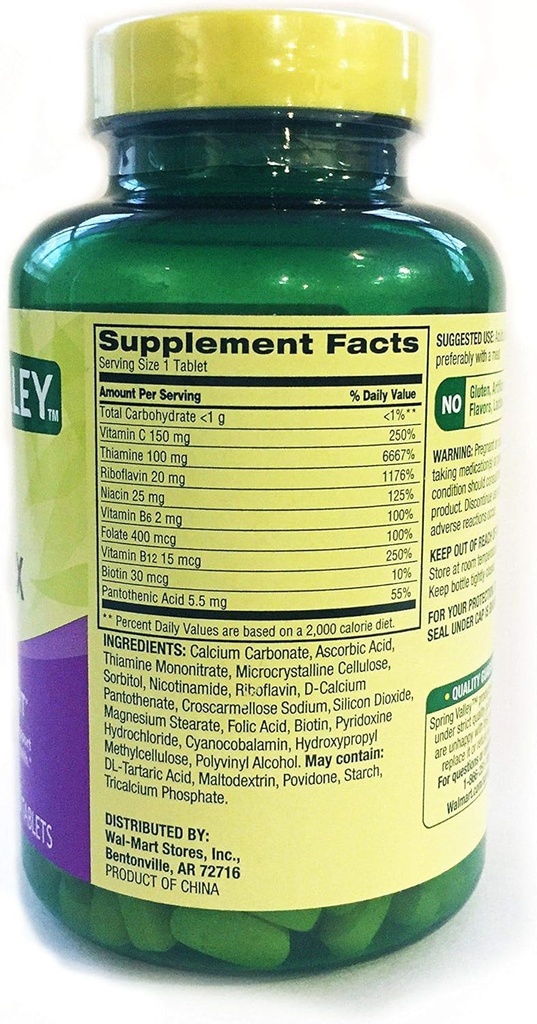 Spring Valley Super B-Complex, Metabolism Support, 250 Tablets 3